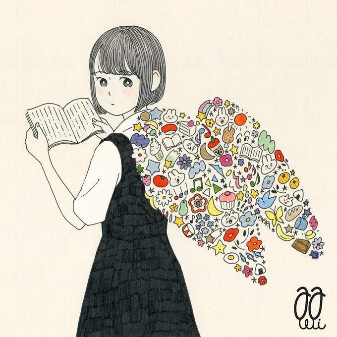 イラスト : 創造が翼を生む。言葉が翼を育てる。 