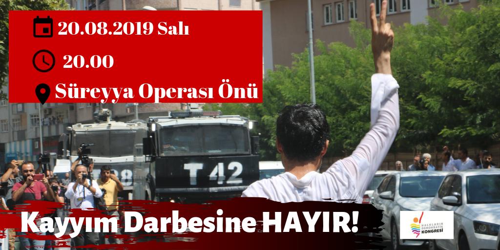 Kayyum darbesine, gaspa, zulüme karşı, birleşerek büyüyoruz! 

20 Ağustos Salı 20.00'da
Kadıköy Süreyya Operası önünde toplanıyoruz.
#StopRemovingKurdishMayors
#irademedokunma #KayyumDarbedir
