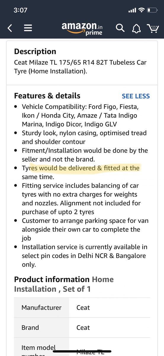 suku73's tweet image. ⁦@amazon⁩ , ⁦@AmazonHelp⁩ I got my tyres delivered but despite reaching out to the vendor through @amazonhelp , there is no one turned up for installation. Your description highlighted is misleading. Don’t commit to something you cannot keep up. #amazonbadservice