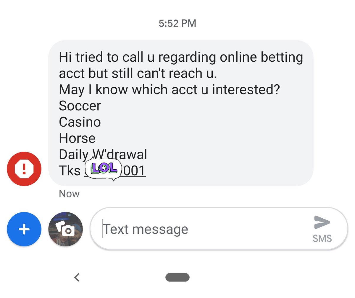 Casino Spam Sms
