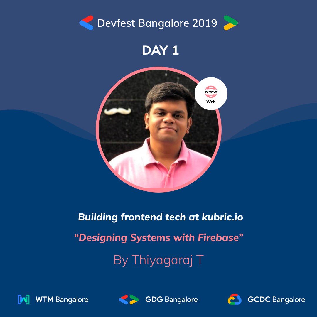 Find out how <a href="/TheWizardJS/">thiyaga</a> is designing systems with Firebase at @getkubric. 
You might know him by his cosmic burger codepen 🍔featured by <a href="/css/">CSS-Tricks</a>! Catch him on day 01 #DevFestBlr 19’
