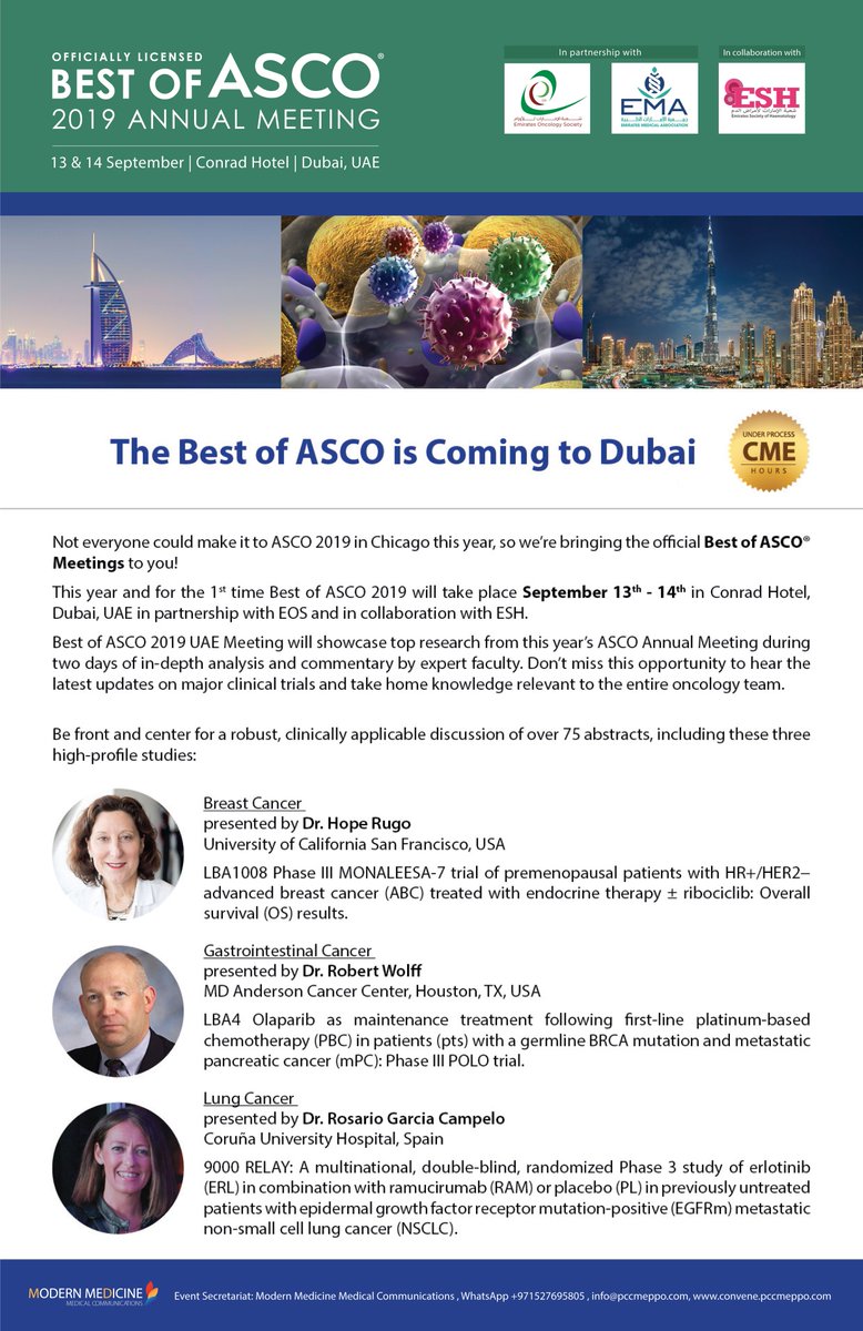 Less than 4 weeks left! 
Register for the Best of ASCO 2019 Dubai #BOA2019Dubai
#ASCO #BestOf #Oncology #Cancer #OncologyExperts