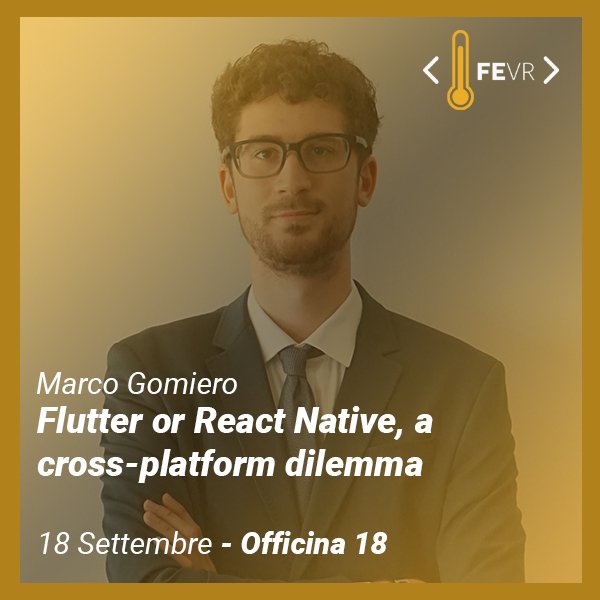 FEVR is back! Join us at <a href="/Officina18_/">officina18</a> for our next meetup on September 18th. We will talk about #flutter and #ReactNative with <a href="/marcoGomier/">Marco Gomiero</a>. Check out our website for details and registration: fevr.it/eventi/2019/09…