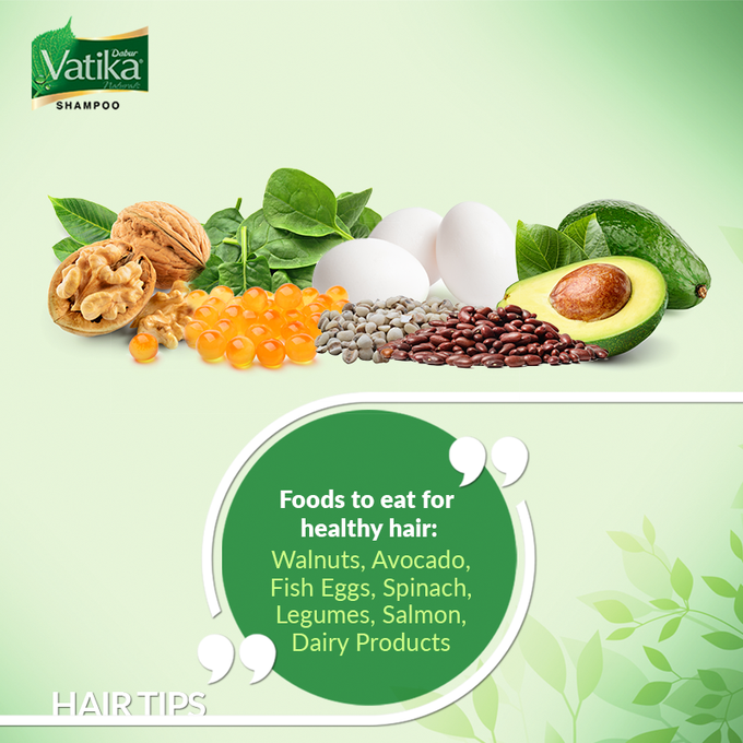 DaburIndia's tweet photo. Give your hair the healthy diet:
Walnut
Avocado
Fish Eggs
Spinach
Legumes
Salmon
Dairy Products
#HairTips #NaturalNeeds  #NaturallyYours  #DaburVatika https://t.co/seEK0CHabn