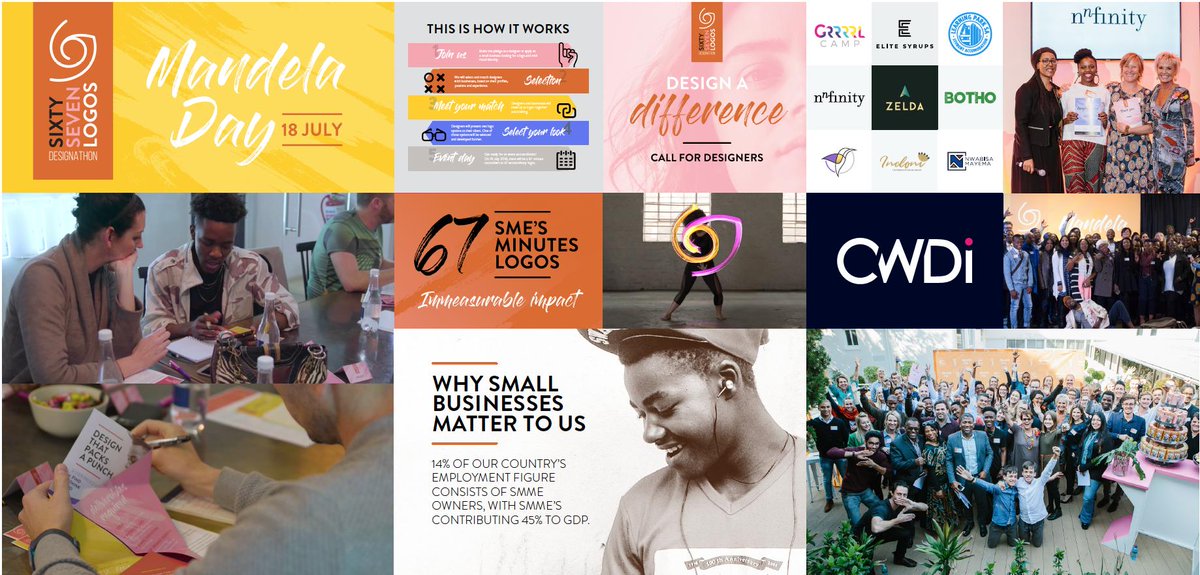 CWDi_ZA's tweet photo. We're excited to announce that we've been selected as a finalist for the Loeries Shared Value Category.
The 67 Logos Designathon has changed many people's lives and helped businesses get ahead. We're proud to be recognised for this special project.
#Loeries2019 #67Logos #CWDi https://t.co/nmBtiiw7I2
