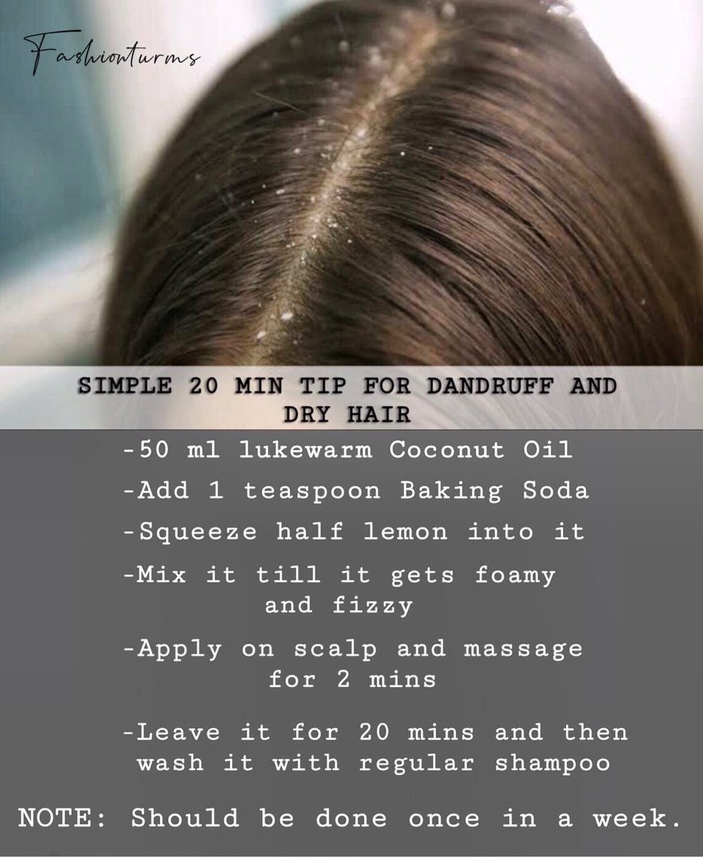 fashionturms's tweet photo. Tip of the day : Simple 20 min tip for dandruff and dry hair.
.
#dandruff #dandrufftreatment #dryhair #dryhairproblems #dryhaircare #hair #lovehair #hairblog #hairlove #beauty #fashion #coconutoil #bakingsodatips #beautytipsandtricks #beautytips #tipoftheday #tips #fashionturms https://t.co/NQ1Q5c5E0m