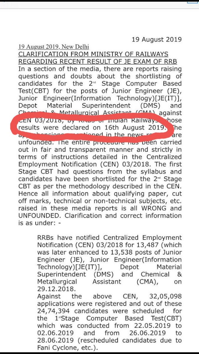 HemlataVerma's tweet photo. #reviseRRBJEresults
I request to RRB to please revise the date of results too.
&amp; please differentiate between non technical &amp; technical syllabus. According to you NTPC CBT 1 is also going to be technical exam 👏🏼👏🏼👏🏼👏🏼 
@RailMinIndia https://t.co/y0IS8ou2VS