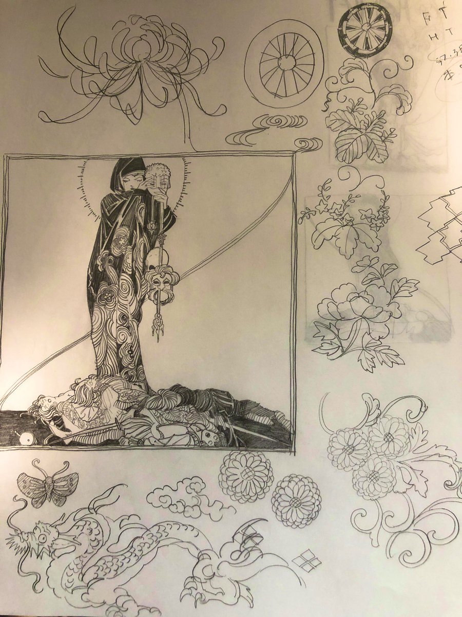 夏原エヰジさん著『Cocoon 修羅の目覚め』の装画、沢山ご反応頂きありがとうございます。主人公の瑠璃のキャラクターに引っ張ってもらって描けた絵です。かっこいい和ファンタジーですのでぜひ!https://t.co/B1Zp788mOl
参考にしたジョン・オースティンのスケッチも載せておきます。