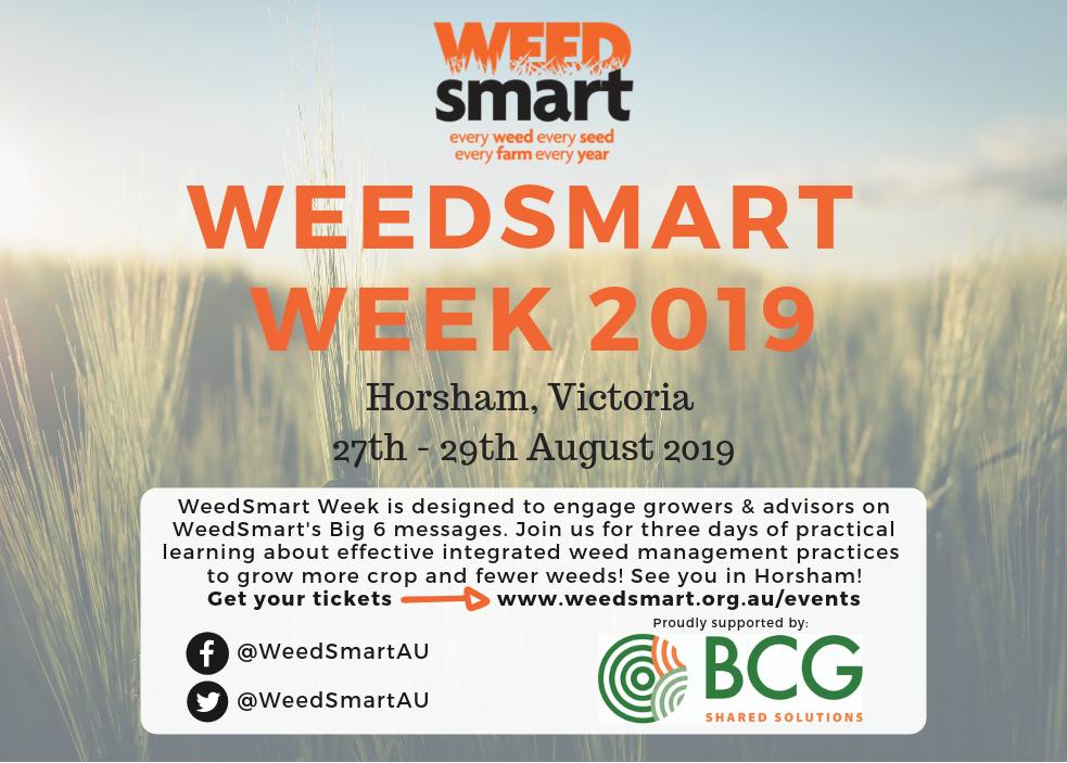 AGRIvisionag's tweet photo. WeedSmart Week in Horsham!
Starting on Tuesday 27 August, It will focus on delivering the latest information about the WeedSmart ‘Big 6’, featuring leading growers, farm advisers, agronomists and researchers, followed by a series of farm visits. #ryegrass #Resistance #HWSC https://t.co/YdCa5T77C3