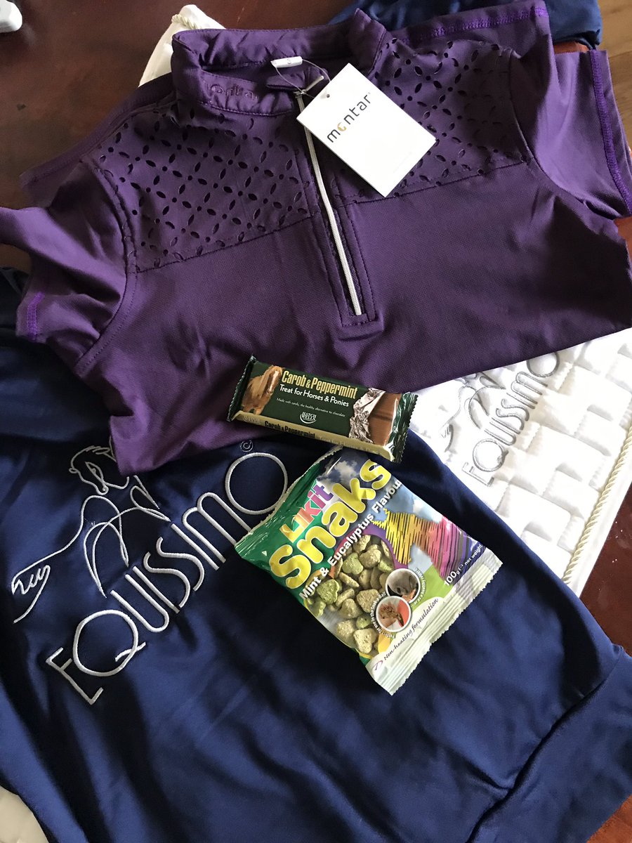 I love getting these kind of parcels through the post 😍 massive thank you to @equissimo for sending these gorgeous goodies through 🥰 can’t wait to wear my new @houseofmontar competition shirt this weekend 🤩 #TopSponsors #TeamEquissimo