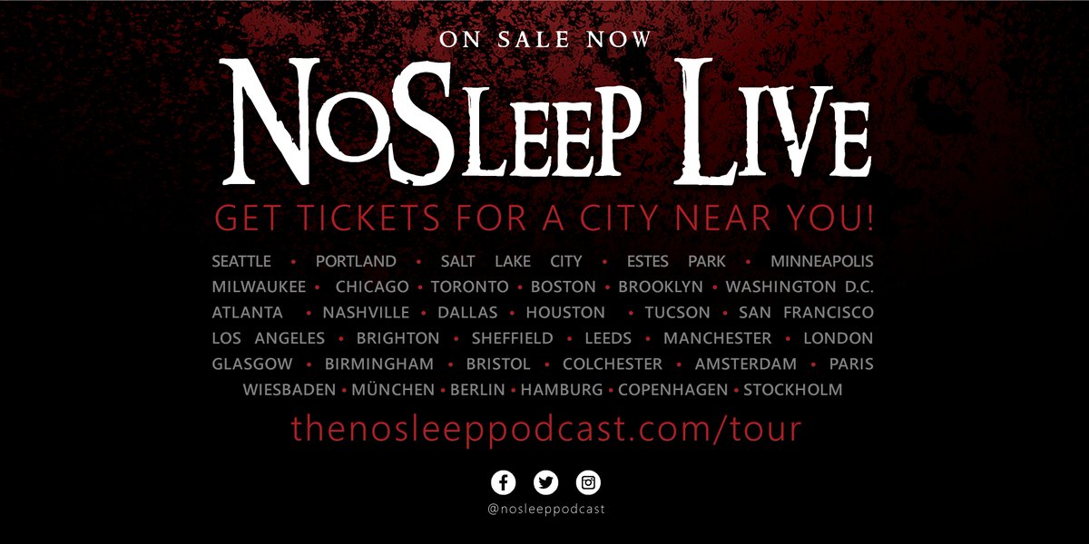 NosleepPodcast's tweet image. All tickets on sale now for our 2019 Halloween Tour &amp;amp; our 2020 European Tour! See us LIVE in a city near you.
thenosleeppodcast.com/tour