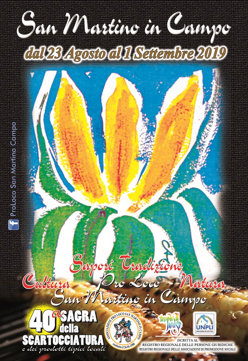 StaseraSagra's tweet image. Una tradizione che si rinnova, quest'anno per la 40esima edizione! La Sagra della Scartocciatura di San Martino in Campo (PG) riparte da venerdì 23 agosto fino al 1 settembre: come sempre, trovi già eventi, menù, programma e contatti su #StaseraSagra!