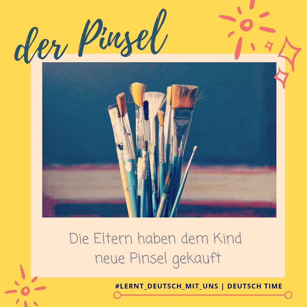 #DAS_WORT_DES_TAGES – der PINSEL
Die Ferien für viele Schüler in #Deutschland sind schon vorbei
Und sie brauchen verschiedene Schulsachen, z.B. Pinsel für Malstunde 
Was brauchen die Kinder für die Schule noch? 
Schreibt Euere Ideen unten in den Kommentaren
Lernt #Deutsch mit UNS