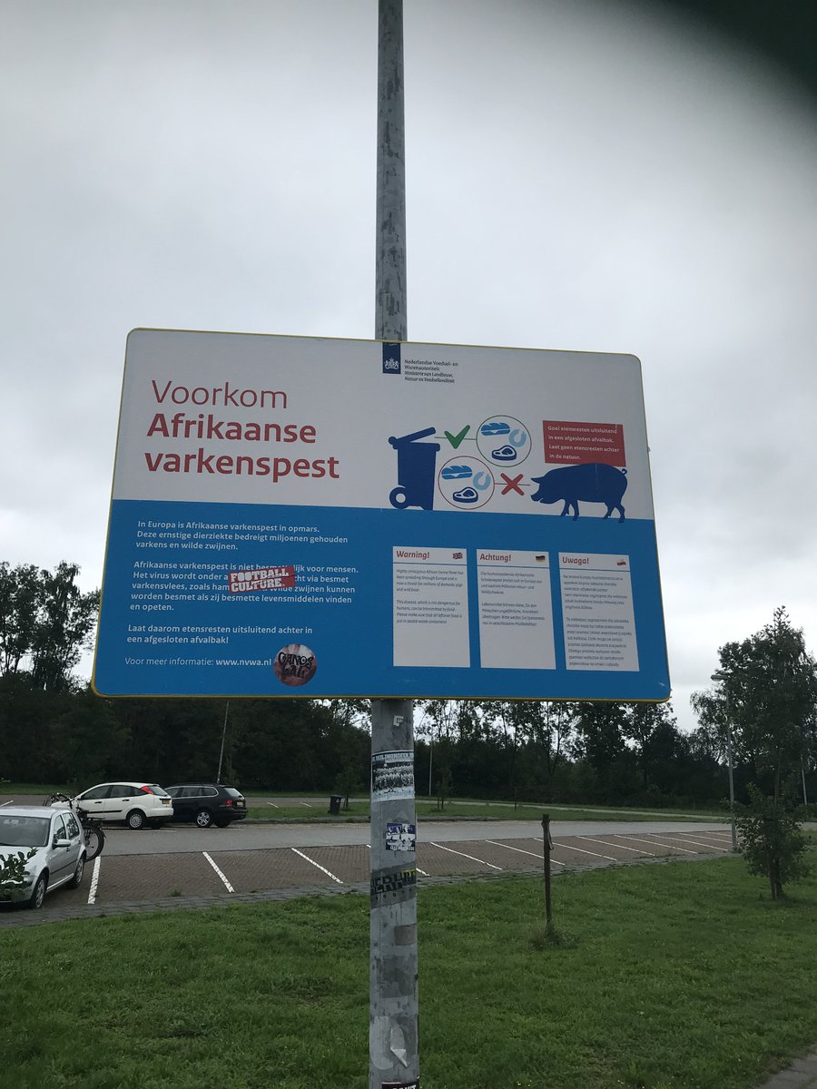 V_Andriukaitis's tweet photo. From a flight magazine to a parking lot in the Netherlands - pleased to see that authorities, operators &amp; businesses get together to communicate on African #swinefever #asf. 
Social, environmental &amp; economic impact of animal diseases can be extremely damaging. Not an option. https://t.co/Oivr5DGs87