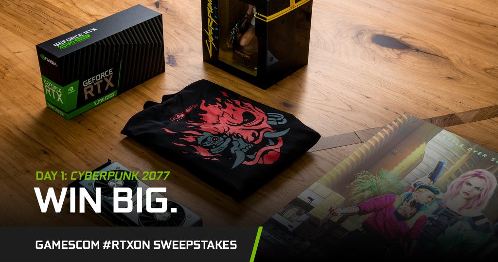 Unser #RTXOn Gamescom Gewinnspiel beginnt mit dem #Cyberpunk2077 Tag! Teile und kommentiere noch heute unsere Cyberpunk-Inhalte, um die Chance zu haben, diese limitierte Edition + einen RTX 2080 SUPER GPU zu gewinnen.