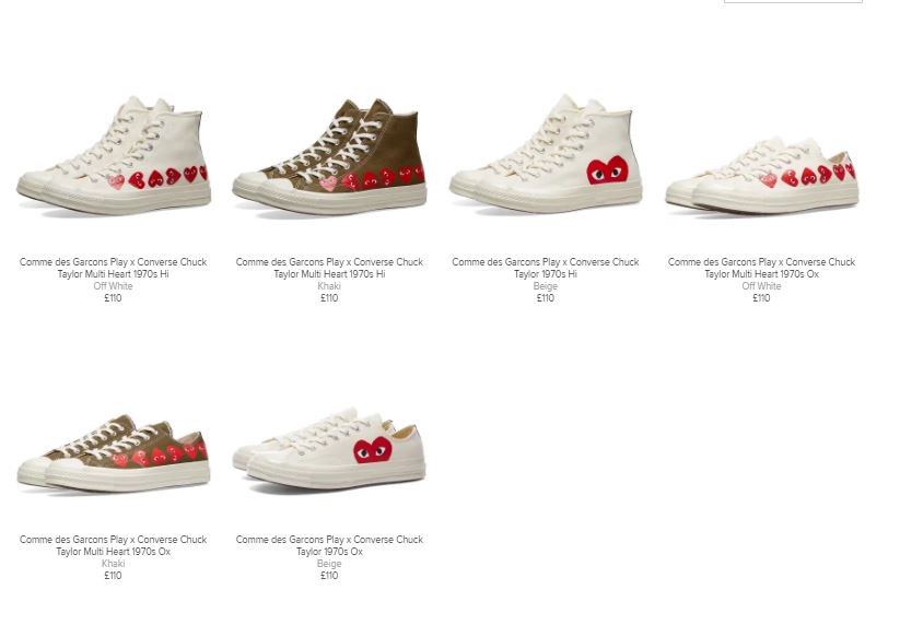 twist Ongemak schild The Sole Restocks on Twitter: "Comme des Garcons Play x Converse Collection  LIVE at END. Clothing Link &gt; https://t.co/ZGOqrnzIkP  https://t.co/OQBBBNuSP8" / Twitter