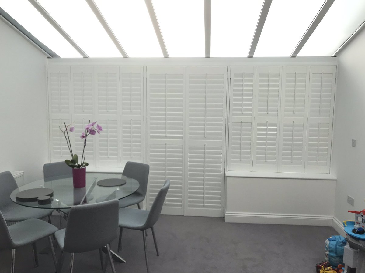 ssshutters's tweet photo. Shutters installed yesterday in this newly built home. Customers have been unable to use this conservatory these past months due to the sun. These shutters will help light control, heat control and privacy so they now can get use of their conservatory.        ☎️ 01344 723128 https://t.co/1Zl0Ggd1LB