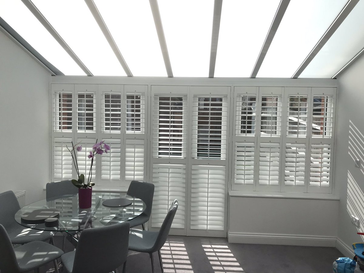 ssshutters's tweet photo. Shutters installed yesterday in this newly built home. Customers have been unable to use this conservatory these past months due to the sun. These shutters will help light control, heat control and privacy so they now can get use of their conservatory.        ☎️ 01344 723128 https://t.co/1Zl0Ggd1LB