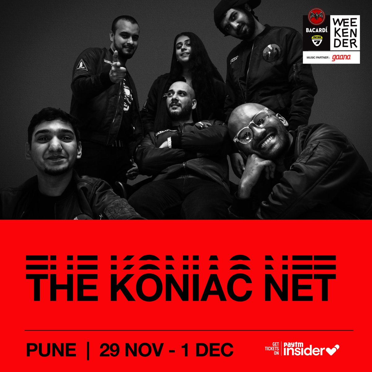 We will be playing at the #Bacardi <a href="/NH7/">NH7 Weekender</a> Weekender Music Festival betw, Nov 29th - Dec 1st. 

Tickets: bit.ly/31Ny8mY

- - - - - 
#thekoniacnet #NH7 #lineup2019 #bacardinh7 #NH7Weekender #November #MusicFestival