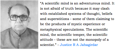 Justice RA Jahagirdar in his work 'Scientific Temper' talks of how the spirit of inquiry is not the monopoly of scientists. (5/n)