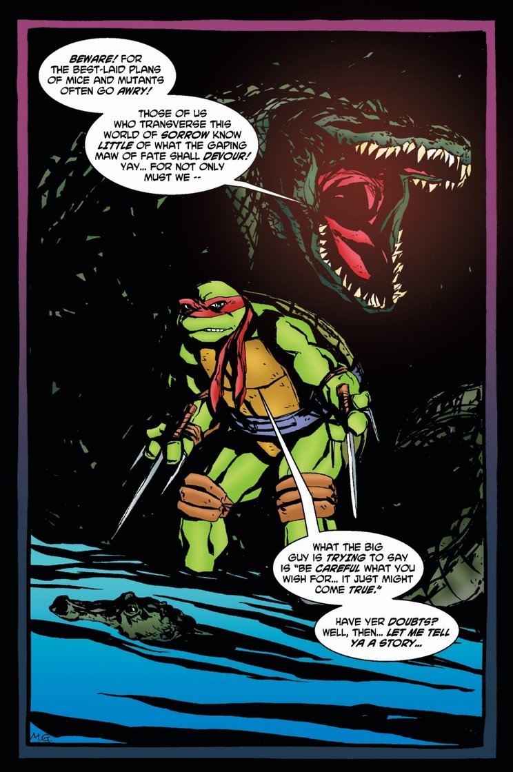 Michael Gaydos. Kinda sad Leatherhead can't use the Scottish version because oh my god can you imagine a giant alligator man just bellowing "GANG AFT A-GLEY!" in the sewers?