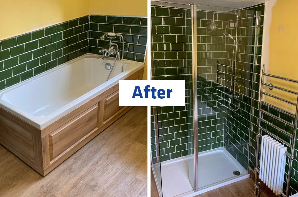 MPHmerchant's tweet photo. A stunning transformation by one of our customers @ew_heating  from our Blandford branch! We love to see before and after photos of your work, if you'd like to let us know about a recent job you've worked on please get in contact! #transformation #bathroom #plumbing #mphmerchant https://t.co/iKi7tp9TRb