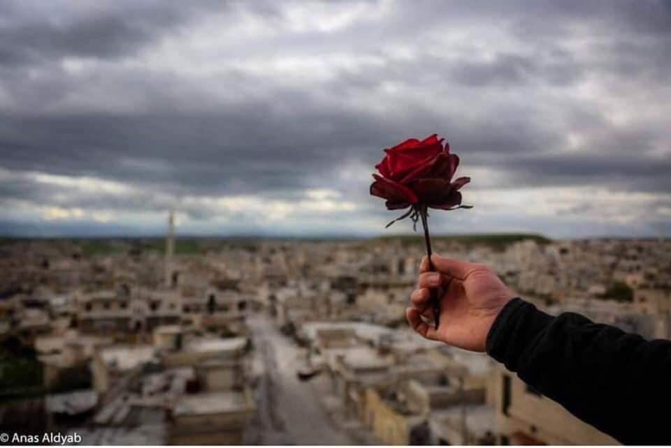 This photo was taken for #KhanSheikhoun by Anas Dyab the White Helmets volunteer who was killed last month by Assad and Russia، and now they are destroying his city, the city which we all loved...