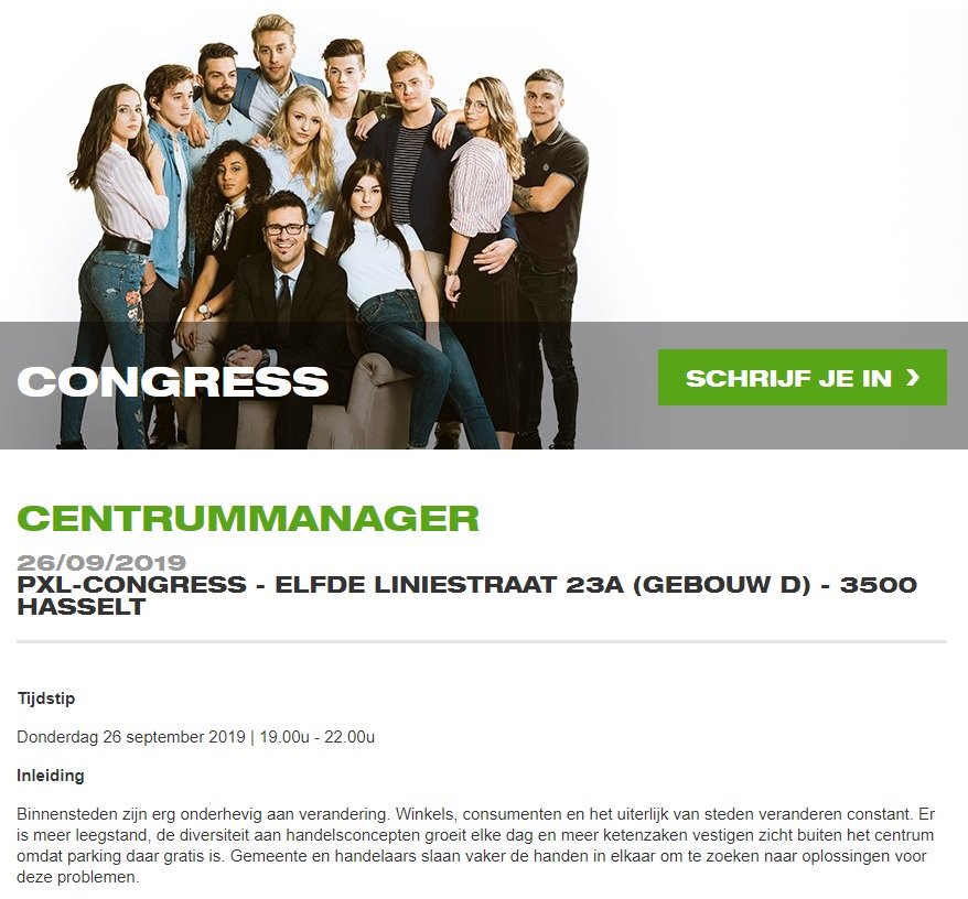 he_janssen's tweet photo. Interesse in de aanpak bij de voortdurende verandering van binnensteden? Volg de unieke #opleiding #centrummanager bij @HogeschoolPXL @PXL_Business i.s.m. City D #limburg #hasselt. Schrijf nu in via https://t.co/xnzzqlC3RL https://t.co/9xBeMpkzJ1