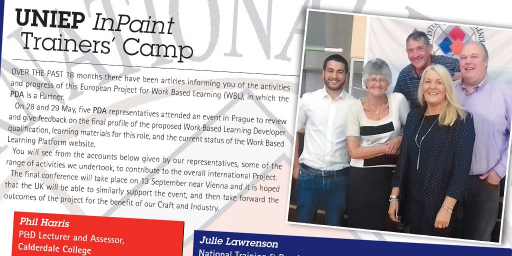 TheDecoratorMag's tweet image. Great things happen when people get together to share their ideas and expertise.  Read all about how reps from the UK met for the @UNIEP_  @ThePDA Work Based Learning Project in the latest issue :) Ann Cook,Julie Lawrenson,Andy Bullock,Phil Harris &amp;amp; Adam Mohamed.