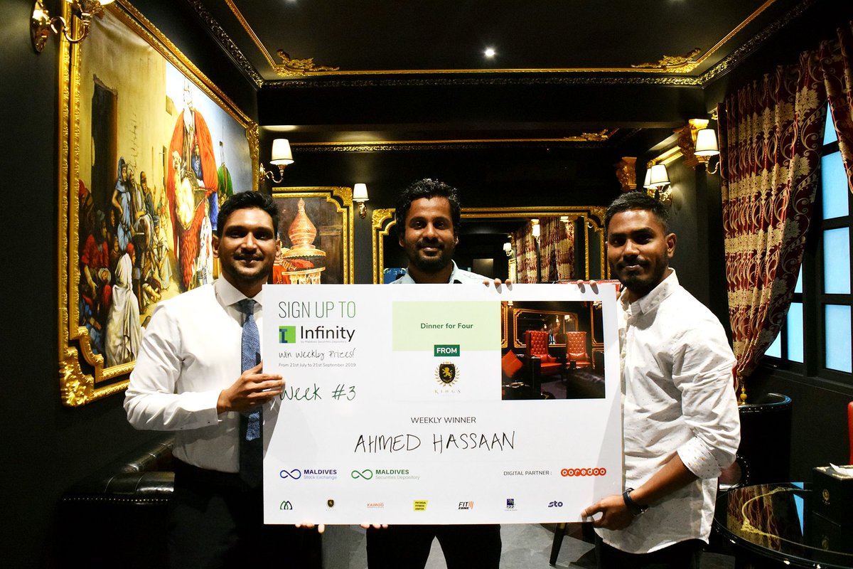StockExchangeMV's tweet image. Congratulations Ahmed Hassaan!

Lucky winner of our "Sign Up to Infinity &amp;amp; Win" campaign, for week three.

#KingsLoungeMV
@OoredooMaldives 

#SignUptoInfinityandWin #InfinityMV