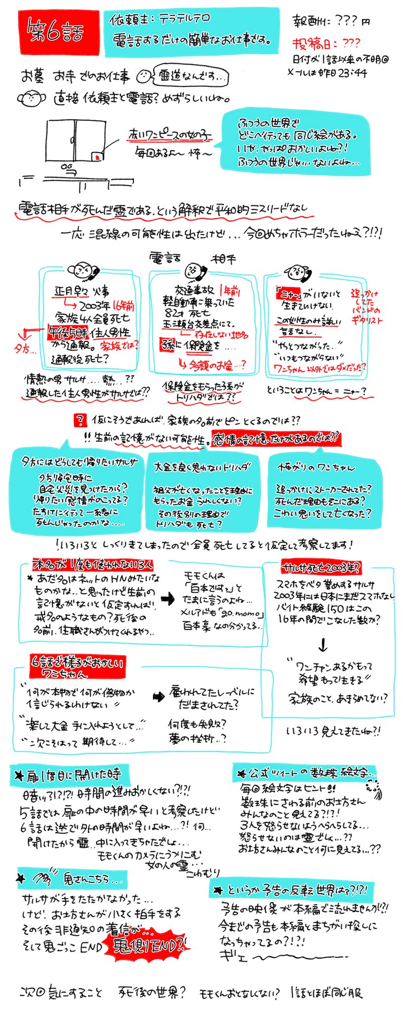 でで 5話と6話の考察まとめ 6話でいろいろ見えてきた けど謎も増えた えーん 面白い 簡単なお仕事ですに応募してみた 考察するだけの簡単なお仕事です