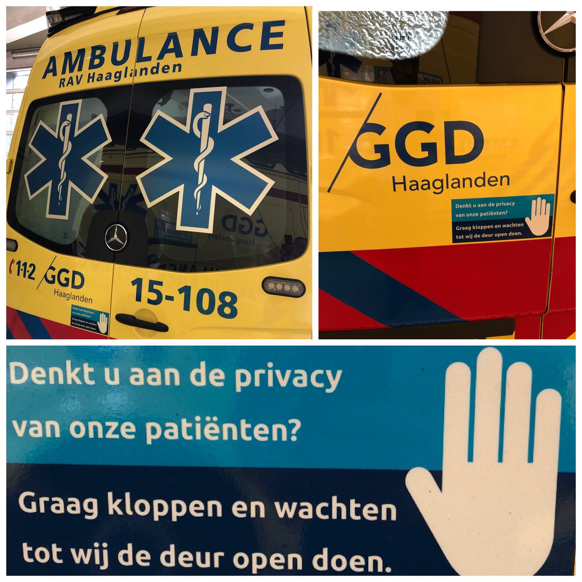 Onze ambulances zijn sinds kort voorzien van privacy stickers. 
Wij leveren zorg met respect voor de privacy van onze patiënten. 
Als wij de patiënt onderzoeken in de ambulance waarborgen we graag deze privacy. 
#privacyvooriedereen
#stickers
#dankBennovoorhetattenderen😁