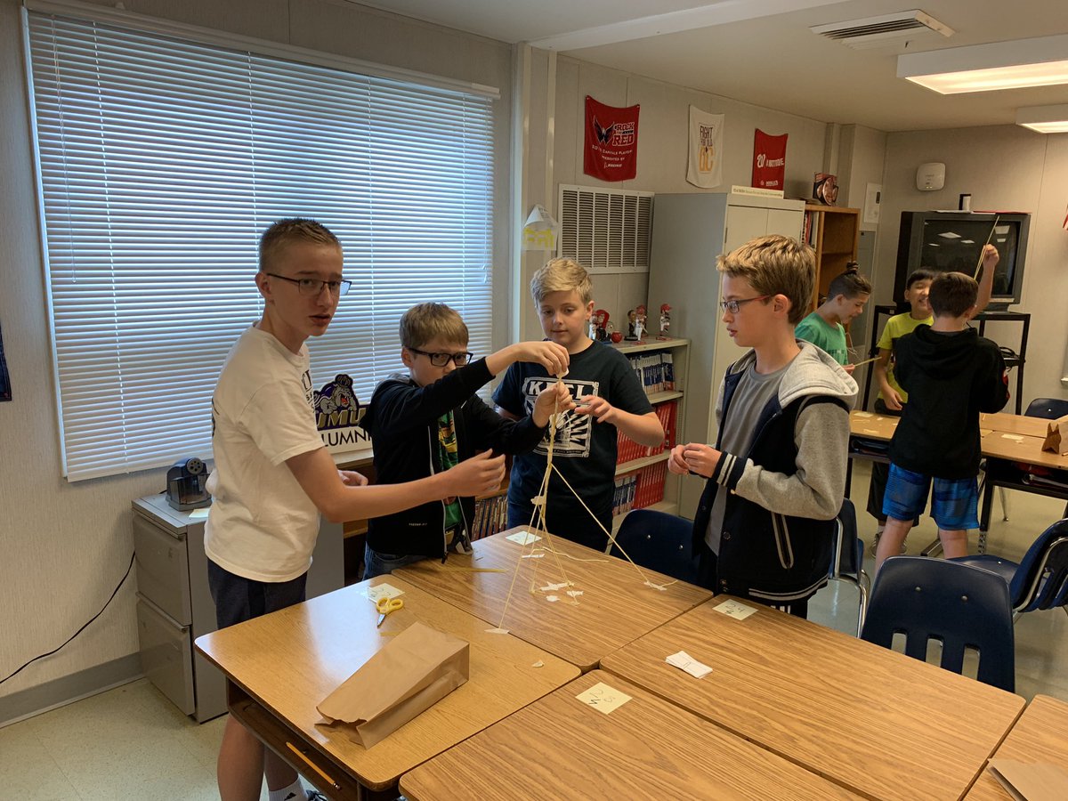 bowerteach's tweet photo. The @FrostMSVA History 7 team had a great team building lesson today as part of #firstweekfairfax. The Marshmallow Challenge is always a hit and does a great job of reinforcing the skills students need to be successful during group work! #ONEfrost https://t.co/zg03VPvKfj