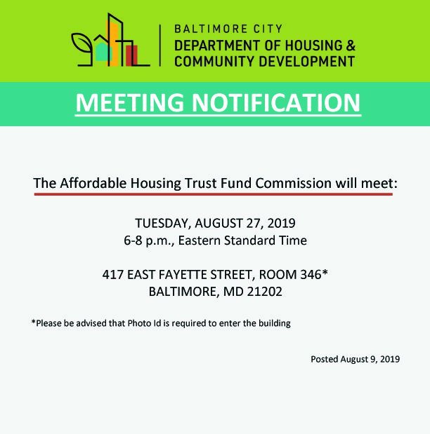 Unable to join us tonight for the AHTF meeting?  Visit our Facebook page for live streaming of the meeting.  #affordable #AHTF #MyBmore #CLTS
