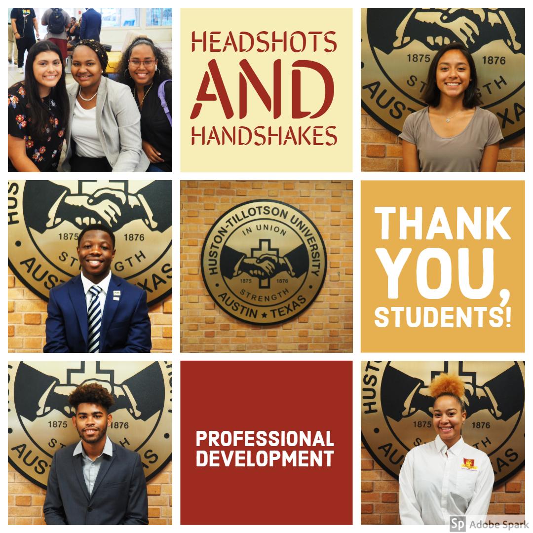HustonTillotson's tweet photo. The "Headshots and Handshakes" Professional Development event was a success! #HTStudents, be sure to check your emails for your headshots.

#AscendingtoExcellence https://t.co/BXDGQAt9f9