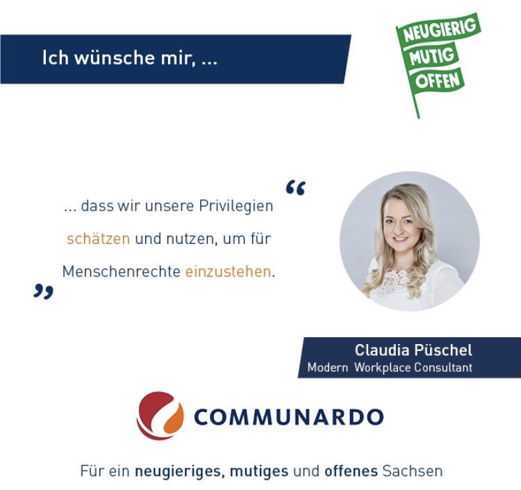 Sachsen bleibt neugierig, mutig und offen. 

Mit Communardo! Mit Dir! Mit Euch!

Am 1.9. Liegt es an uns genau das zu beweisen.

Also geht Alle wählen! 

Wählt demokratisch!

#neugierigmutigoffen #unteilbar  #sachsenbleibtbunt