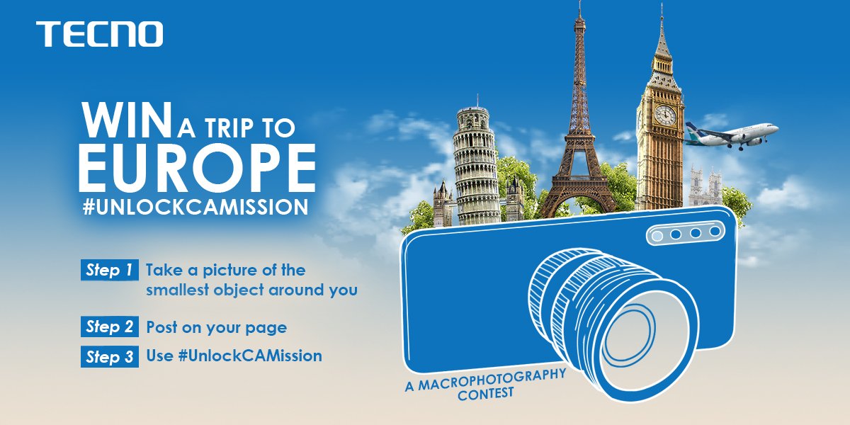 TECNOMobileNG's tweet image. Here is the first chance for you to #UnlockCAMission and win an all-expense paid trip to Europe.
Take a shot of the thinnest object around you (at least 20mm) and post under this thread with #UnlockCAMission. Your entry must be creative and meaningful.