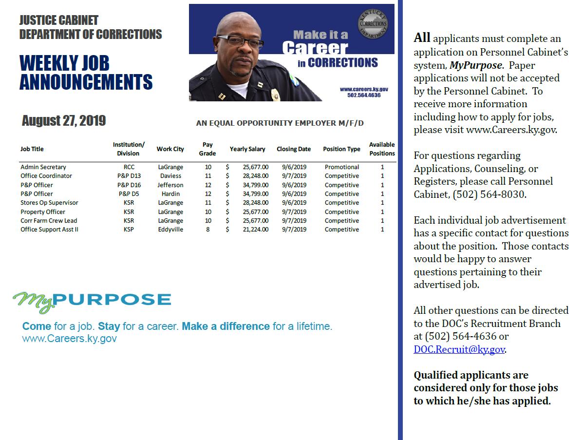 KYCorrections's tweet photo. #KYDOC weekly job announcements - Apply today! Visit https://t.co/FpLPntJDsl or email DOC.Recruit@ky.gov for more information. #KYDOCCAREERS #MakeCourageYourCareer
*Please Share* https://t.co/KZO4VF5P0U