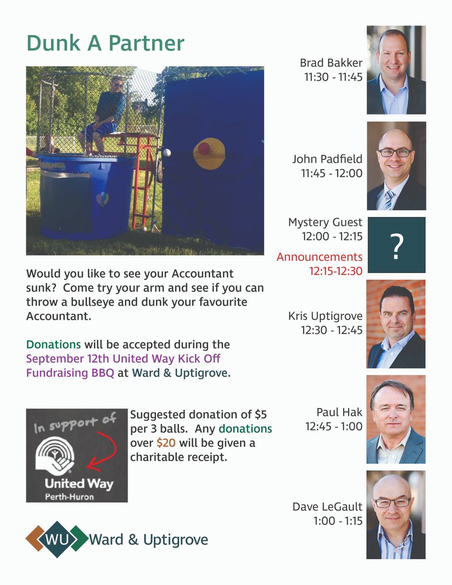 Ward_Uptigrove's tweet image. Come join us September 12th from 11:30 - 1 for a @UnitedWayPH Kick-off - Listowel Fundraising BBQ. We are serving hamburgers, chips and drinks... and you could Dunk a Partner!

Details and are-order forms are at wardanduptigrove.com/events/event.c…
