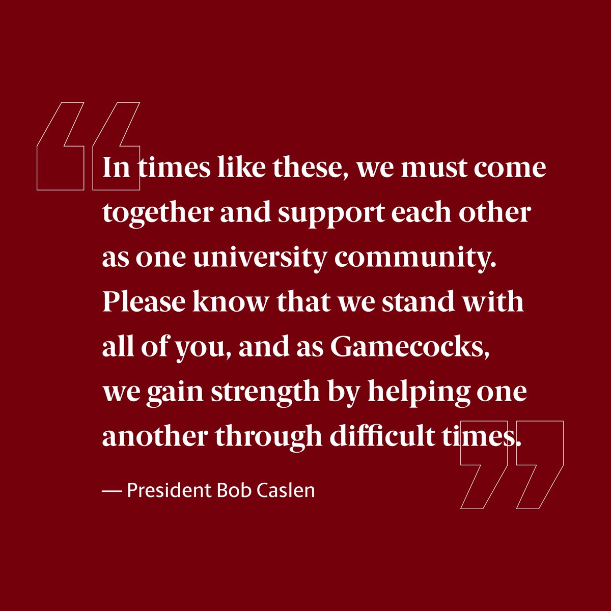 UofSC's tweet image. Today, our hearts are heavy as we grieve the loss of a member of our family. Read the full statement from President @Bob_Caslen: uof.sc/2Ub3SQv