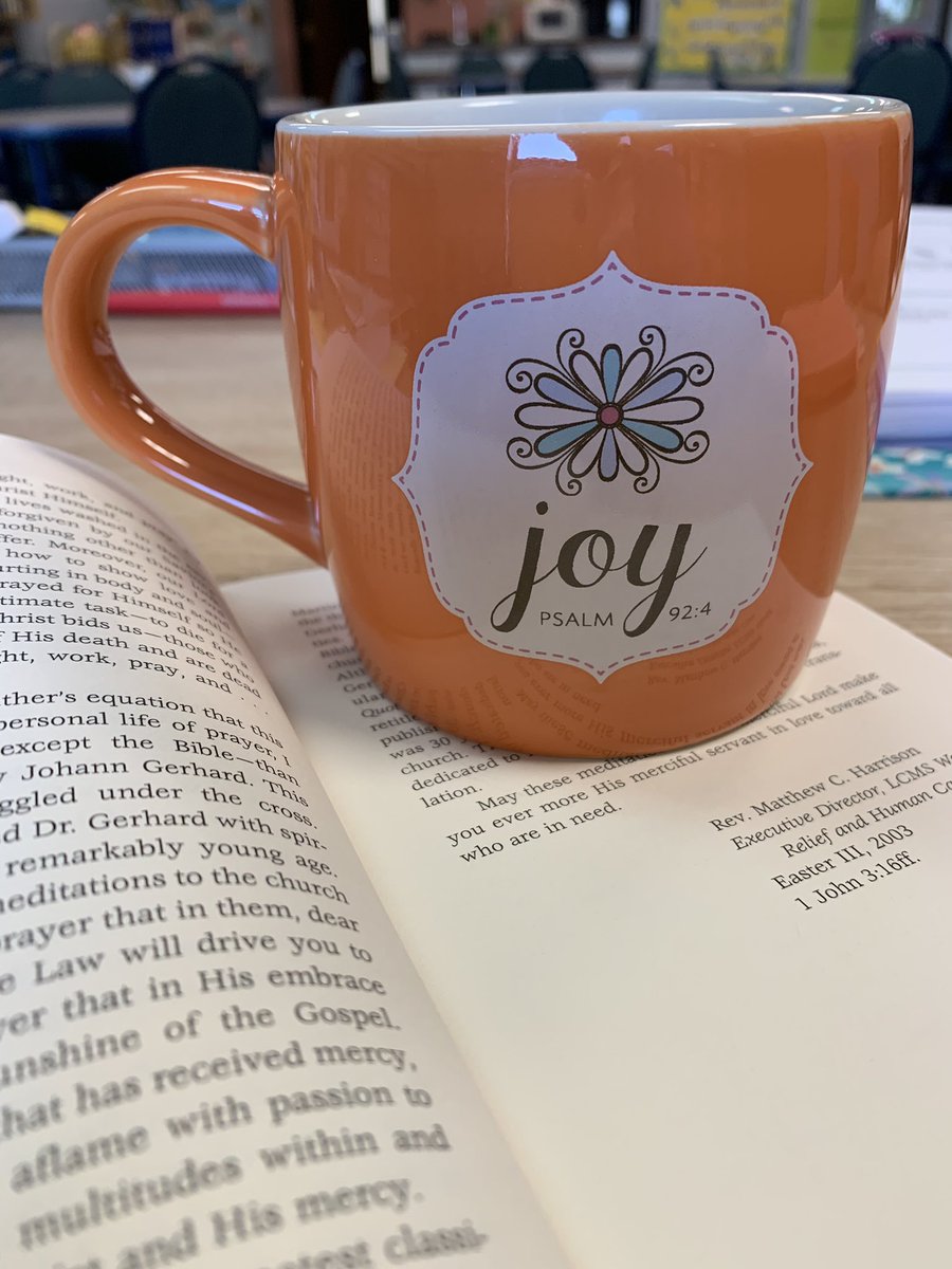 pamcarlsongugel's tweet photo. First day of the school year; starting it with a little Gerhard, some Joy and a lot of coffee. #quietstart #divinemercy #lutheran #teacher #letsgo! https://t.co/Ujh1sHn8yd