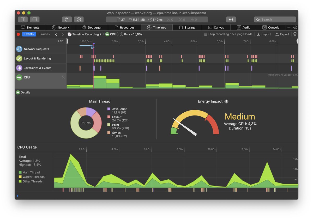 Battery life is critical. Here are some general principles for web developers to create energy-efficient web content. You can help us make the web more powerful by using less power. webkit.org/blog/8970/how-…