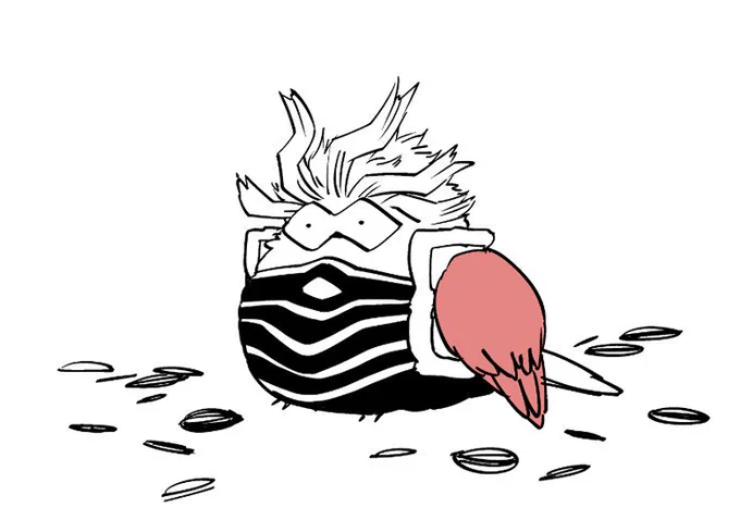 ひまわりの種を発見したので鳥炎にあげよう!!と素嚢にためこめるだけためこんだ鳥ホ 