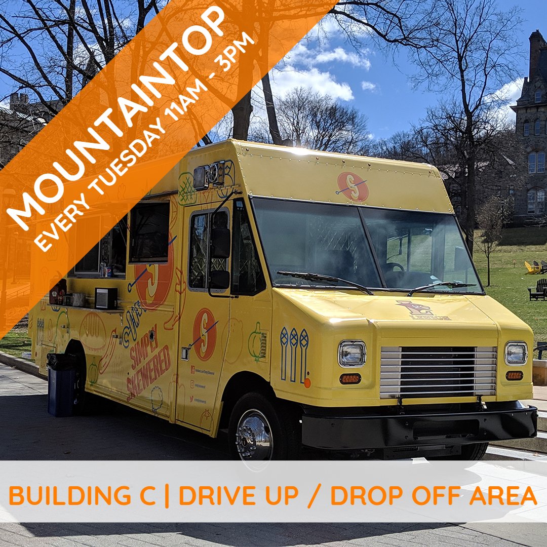 simplyskewered's tweet photo. We excited to share that we'll be at Mountaintop every Tuesday this semester from 11am - 3pm beginning TODAY! https://t.co/1fnDd5lYUu