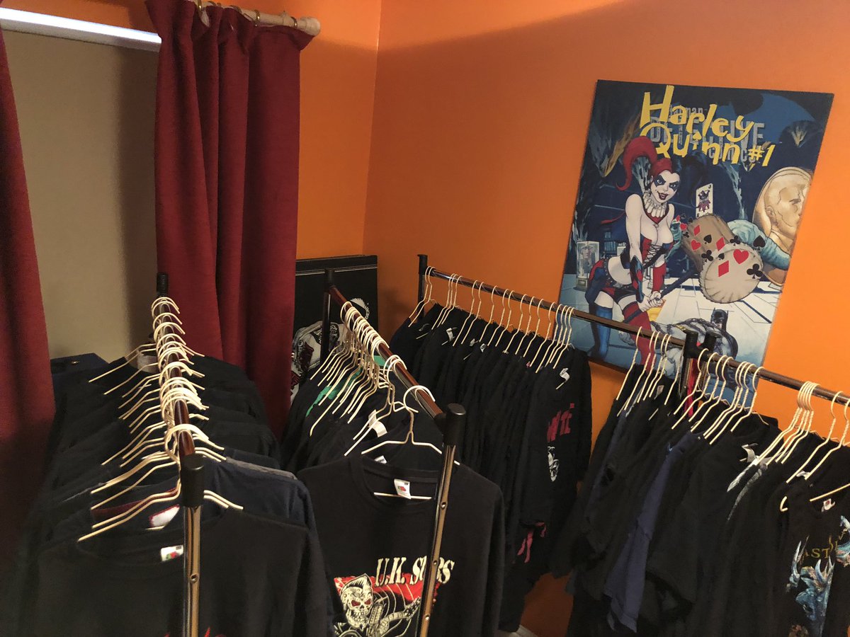 WaYnota's tweet photo. Have I told you about his t shirts? The man had a lot of ‘em! This is what’s left after I picked out my favourites and gave quiet a lot away to family. #MerceFest @onemadonion @WidowedAndYoung https://t.co/PelxHGAWpk
