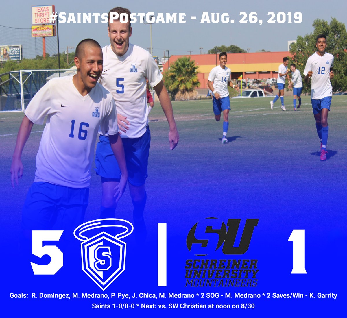#SaintsPostGame: Congrats to the #OLLUSoccer men for their victory over Schreiner in their first regular season match. #WingsUp