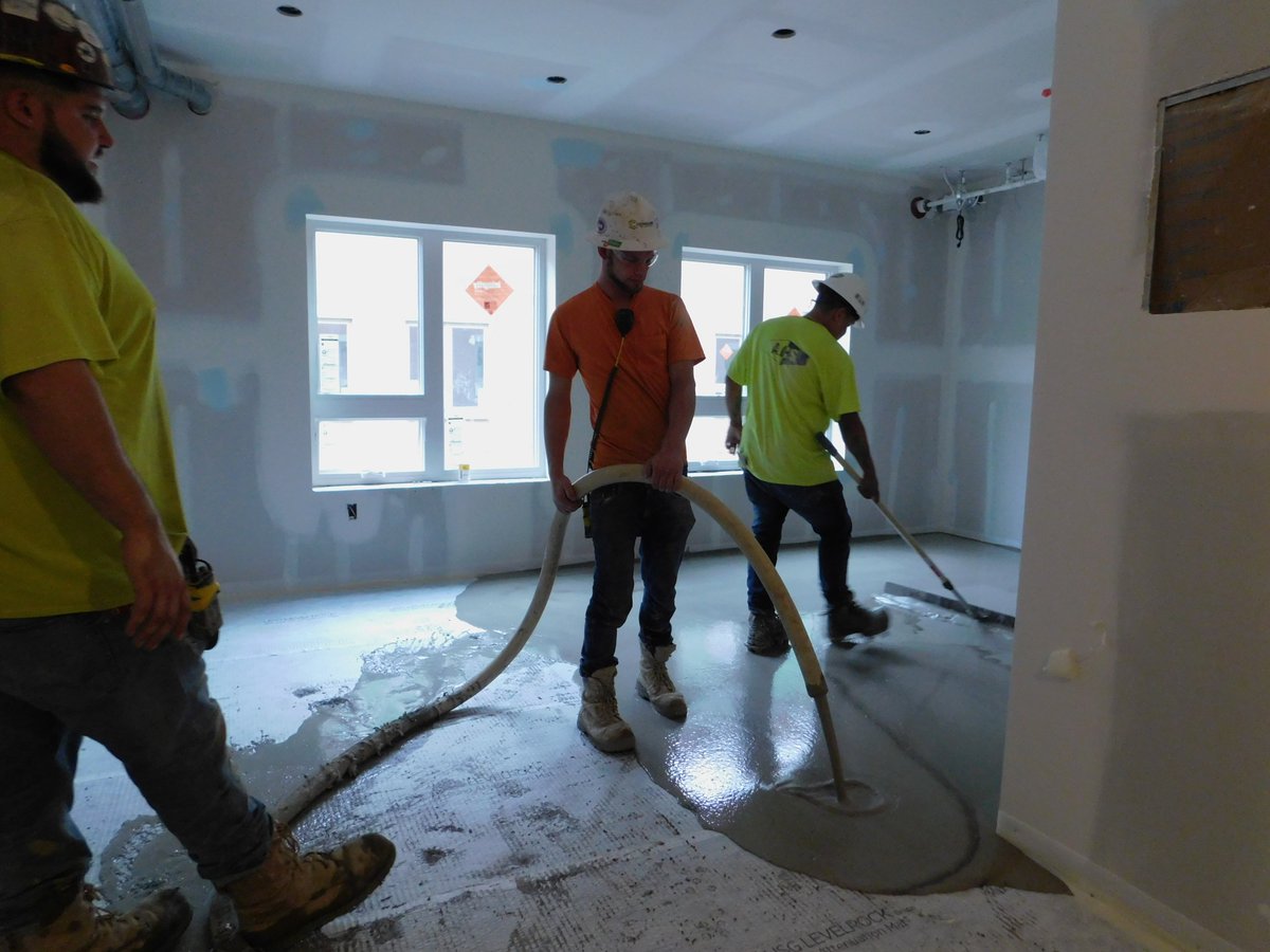 Leveling floors today at The 821 Flats project in preparation for finished flooring. The project on schedule for completion by Fall 2019 will make home possible for 57 more adults experiencing homelessness. #MakingHomePossible #TheFlats #821Flats #security #dignity #community