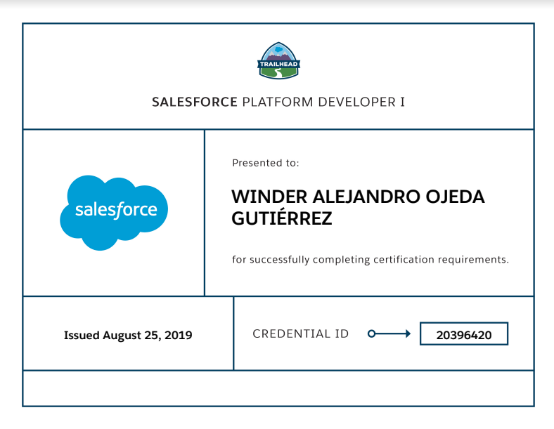 ojedawinder's tweet photo. I got my first Salesforce certification of many more. I go for the following. #Salesforce #PlatformDeveloperI #certification @salesforce @Dreamforce @trailhead https://t.co/9bCQhKw5IH