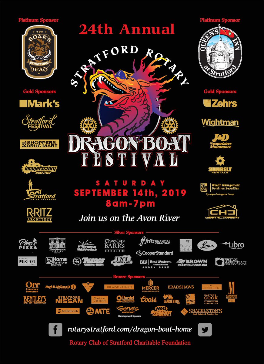rotarydragonbt's tweet photo. It's coming! Here's the poster for #StratDB2019. Spread the word! #dragonboat #dragonboating https://t.co/HqAzYKhoTW