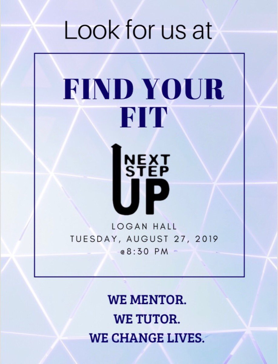 NextStepUp_TU's tweet photo. Are you interested in mentoring and tutoring local high school students? If so, come meet Next Step Up today in Logan Hall at the Organization Fair! 💙 https://t.co/ZW0Czta5dy